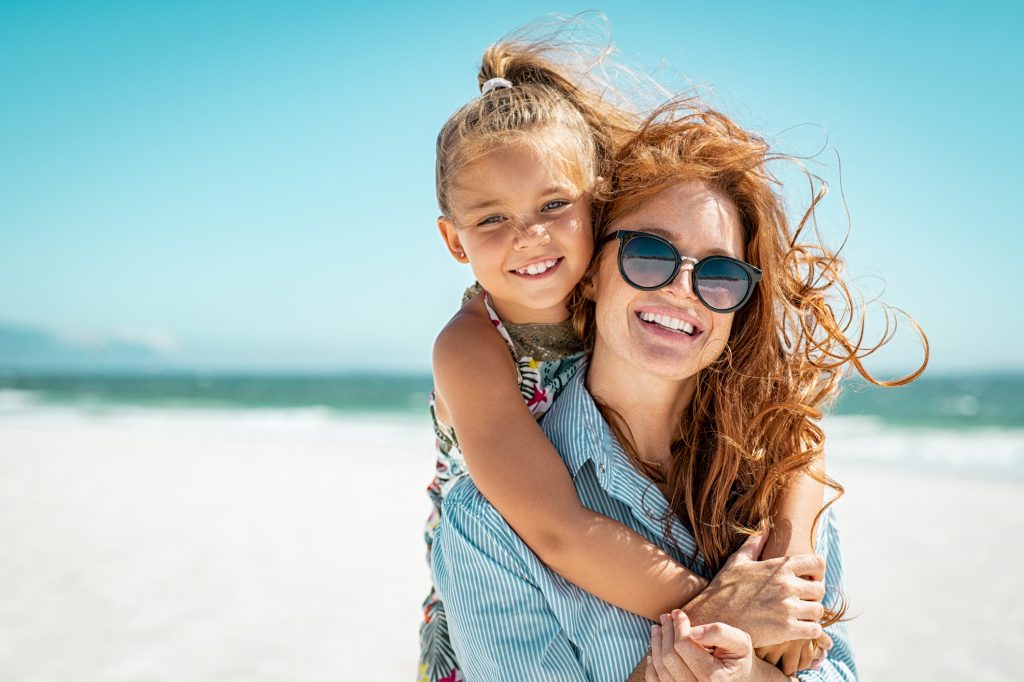 Mother and daughter enjoying the day